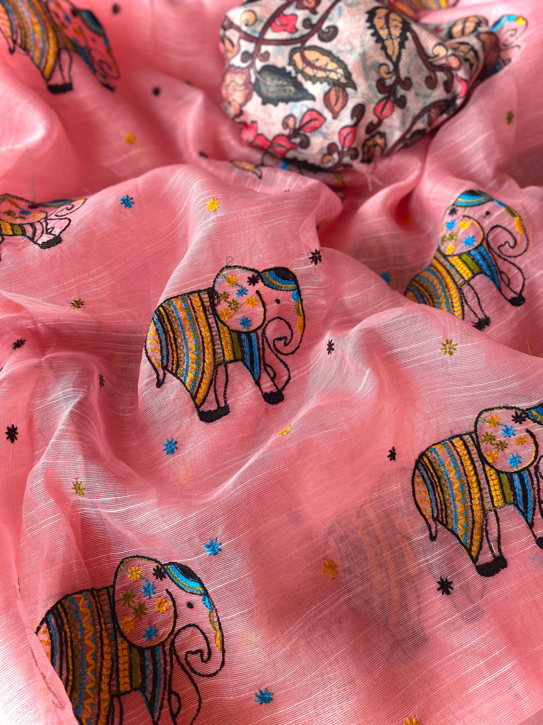 ChitraKatha Fancy Linen Silk Saree