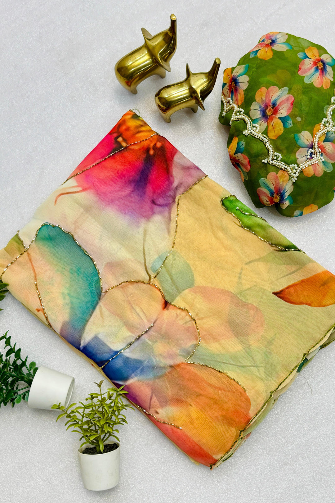 Karukriti Fancy Chiffon Saree