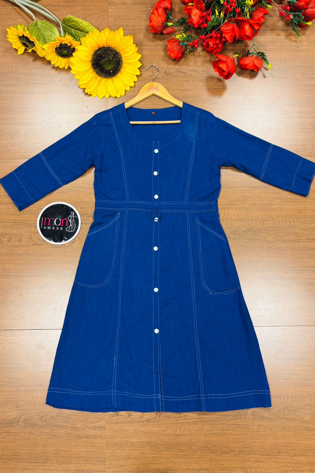 Blessed With- Cotton Dress(Blue)