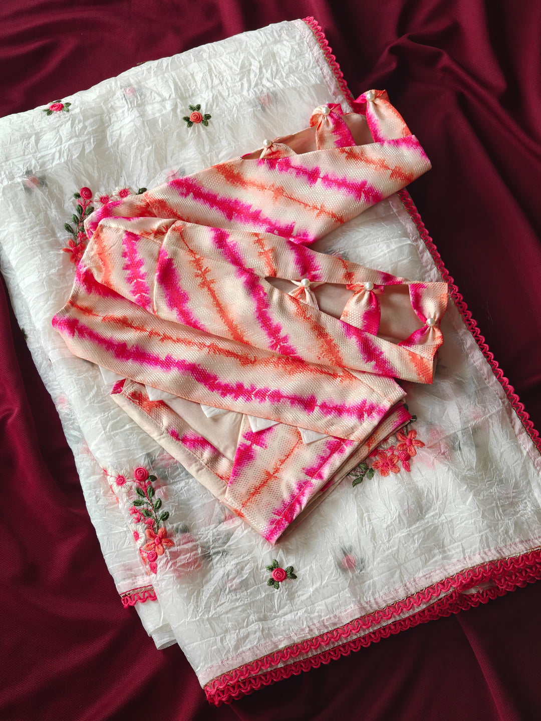 White Breeze - Crush  Silk Saree (Readymade Blouse)