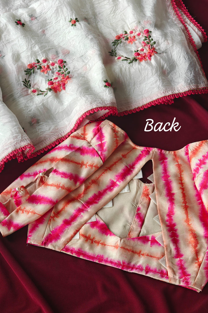 White Breeze - Crush  Silk Saree (Readymade Blouse)