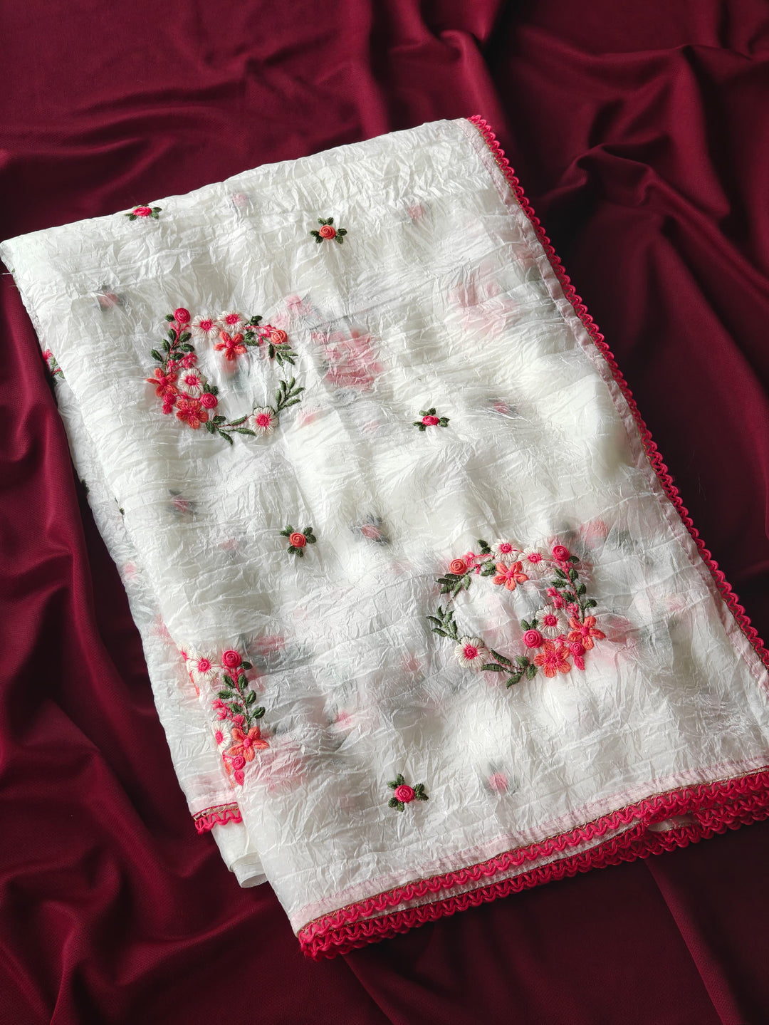 White Breeze - Crush  Silk Saree (Readymade Blouse)