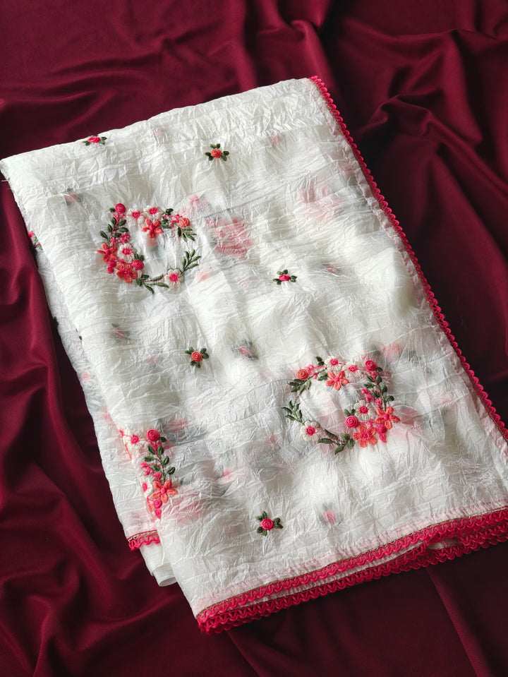 White Breeze - Crush  Silk Saree (Readymade Blouse)