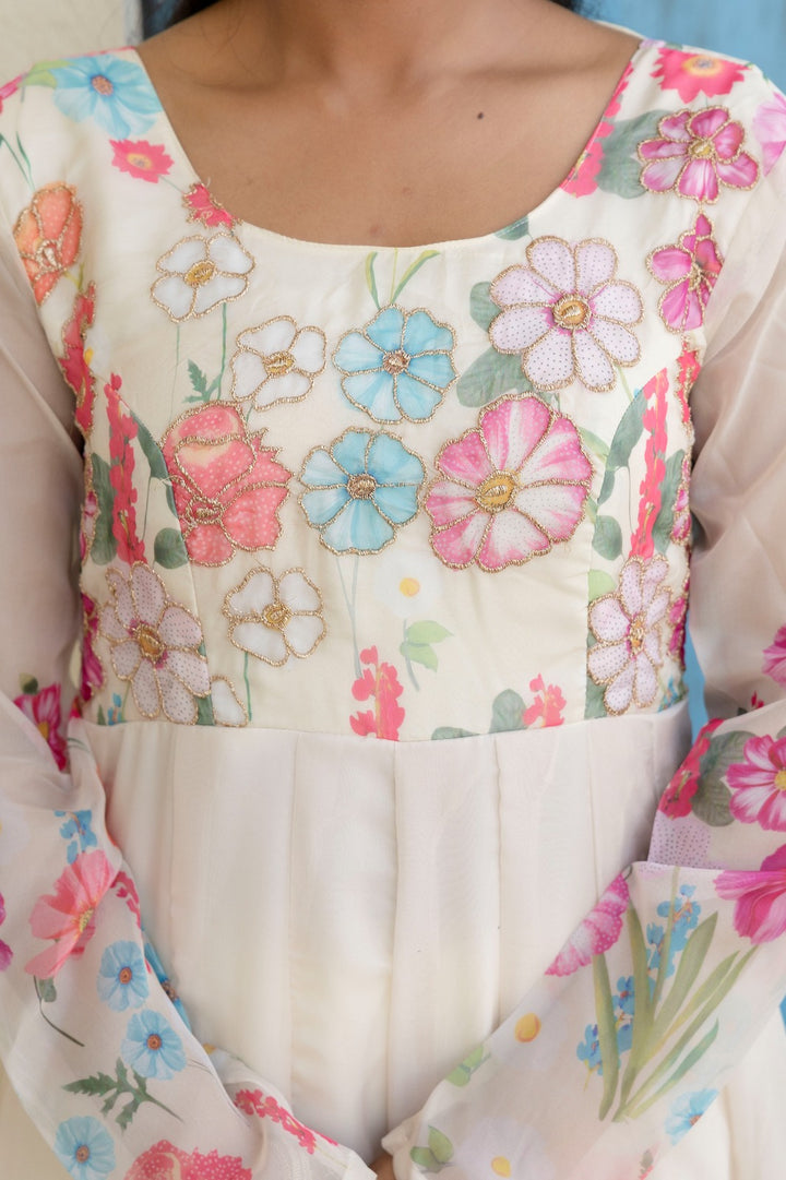 White Organza Anarkali Set