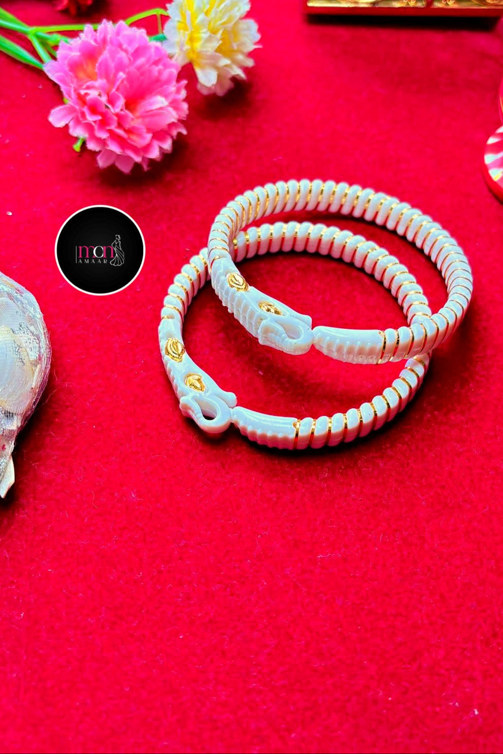 Elephant Design-Fancy Gold Plated Sankha Bandhano Pair