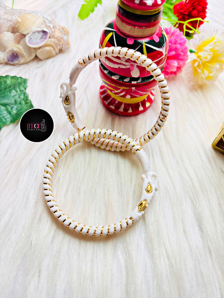 Elephant Design-Fancy Gold Plated Sankha Bandhano Pair