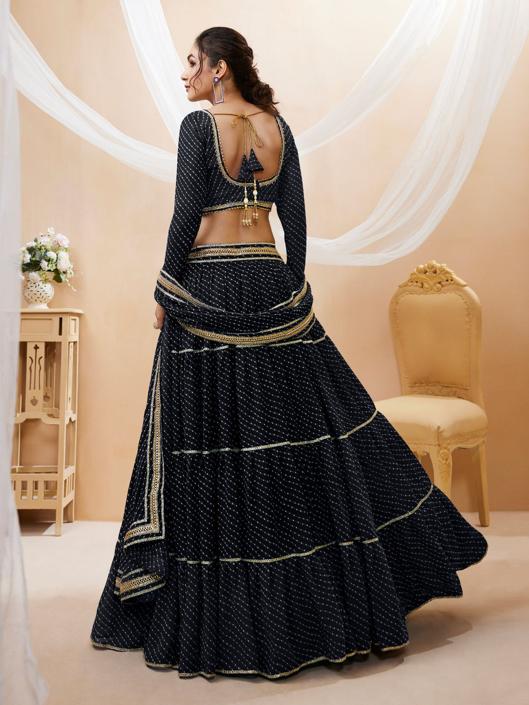 Neelapani Leheriya Georgette Lehenga