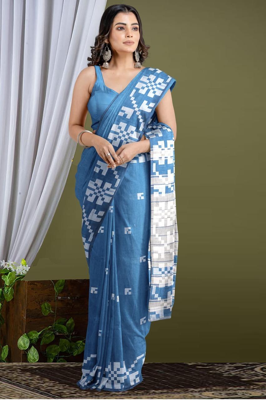 Meghmallar Khadi Cotton Saree