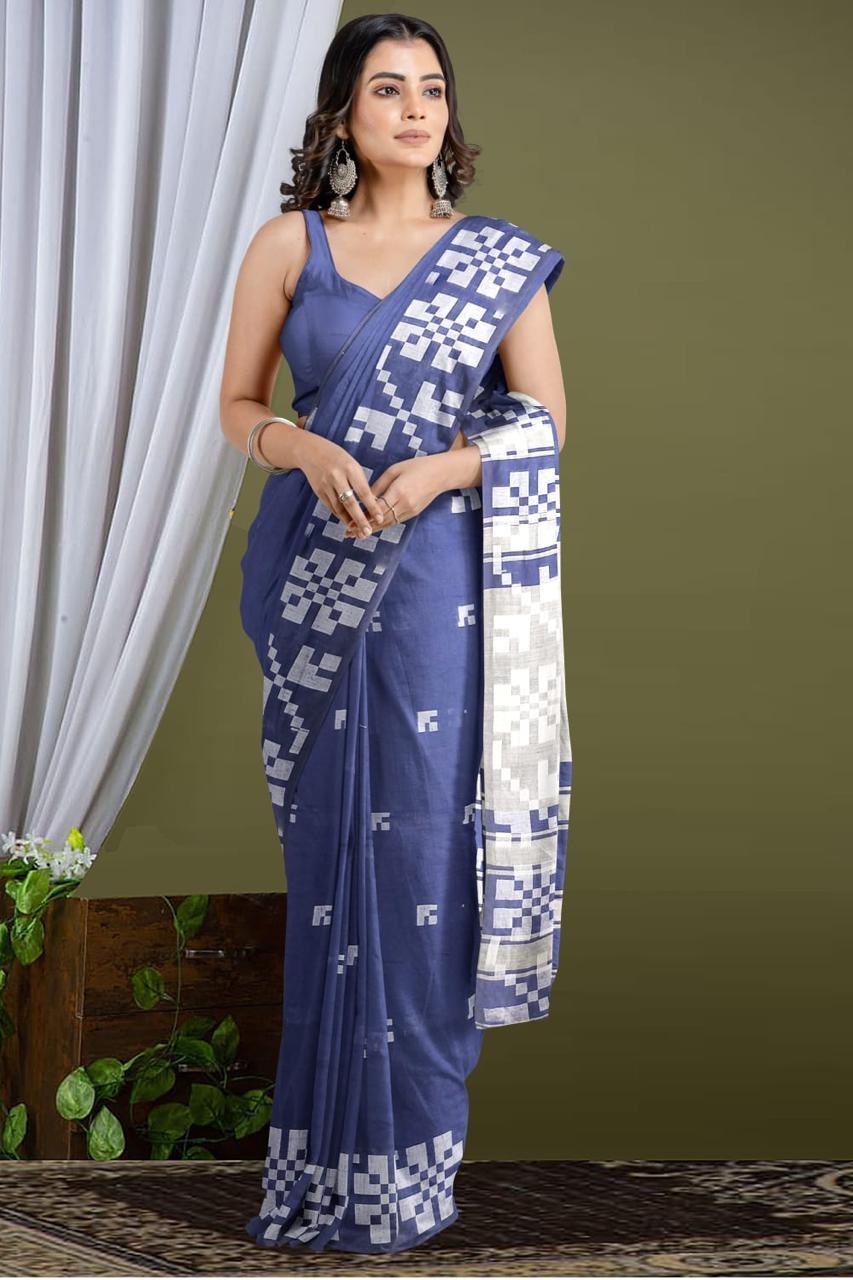 Meghmallar Khadi Cotton Saree