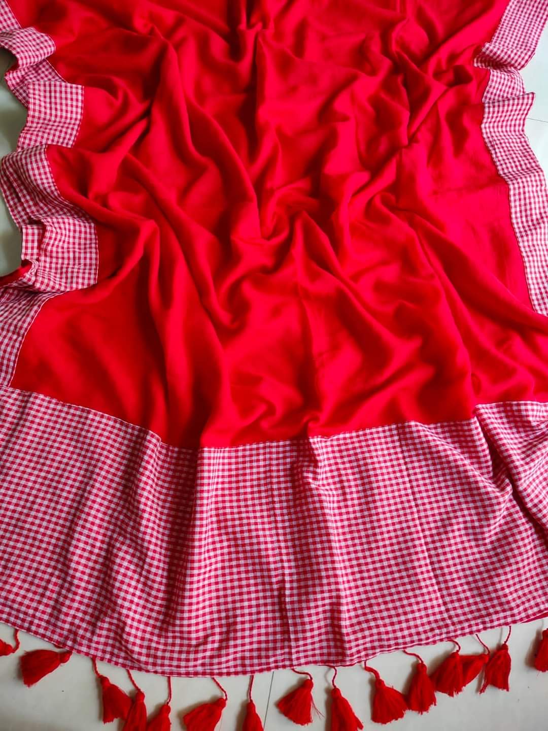 Gamcha Design Mixed Match Cotton Saree