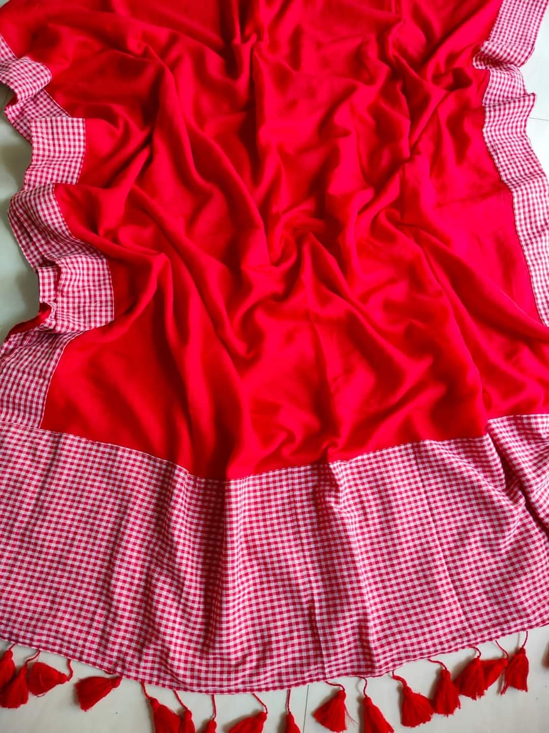 Gamcha Design Mixed Match Cotton Saree