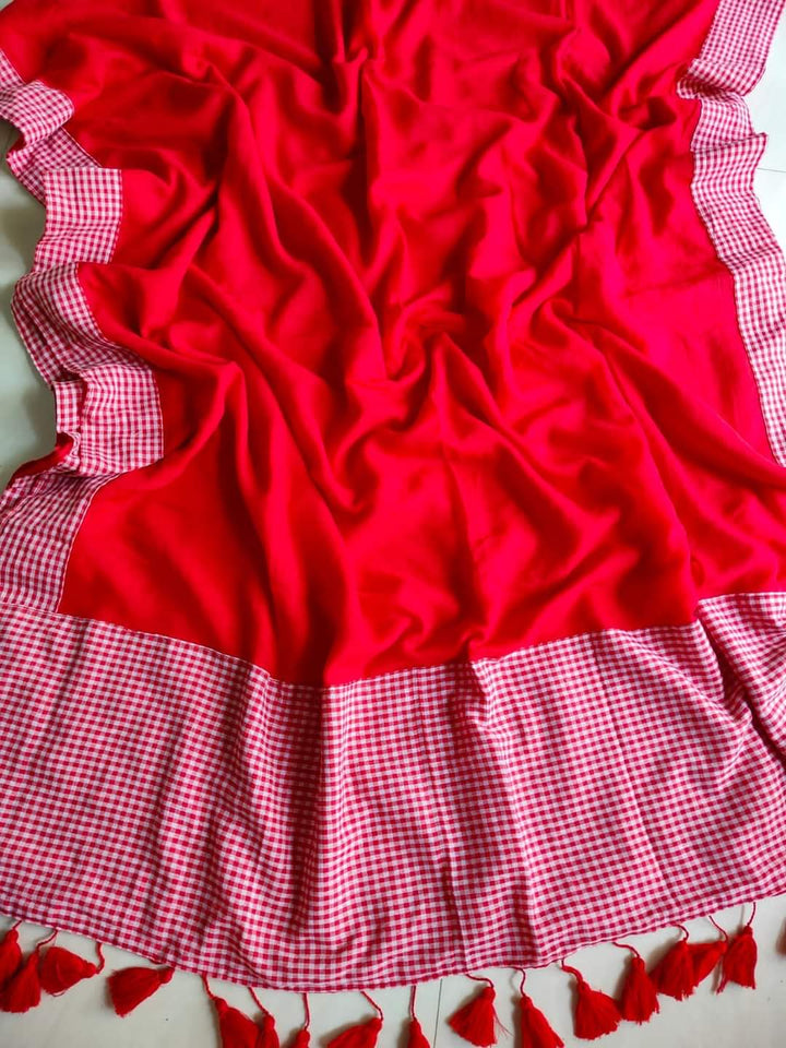 Gamcha Design Mixed Match Cotton Saree