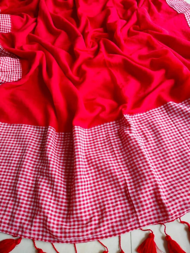 Gamcha Design Mixed Match Cotton Saree