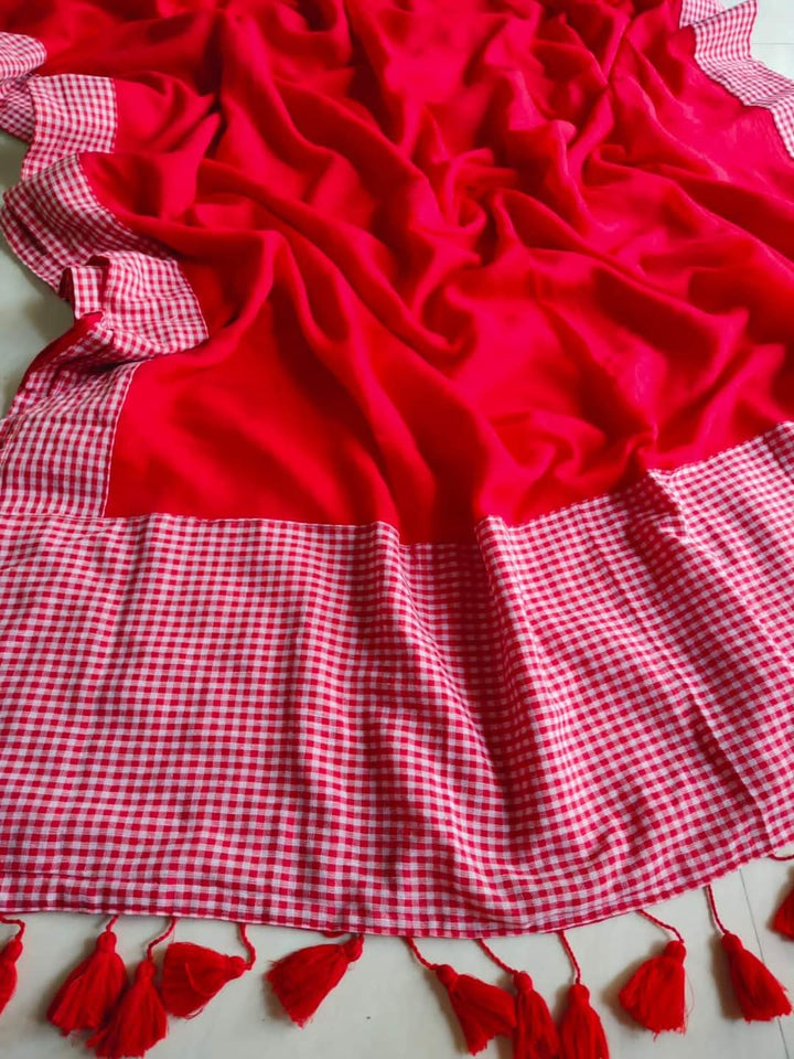 Gamcha Design Mixed Match Cotton Saree