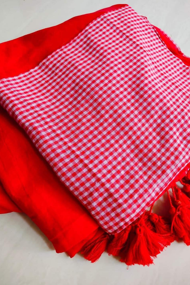 Gamcha Design Mixed Match Cotton Saree