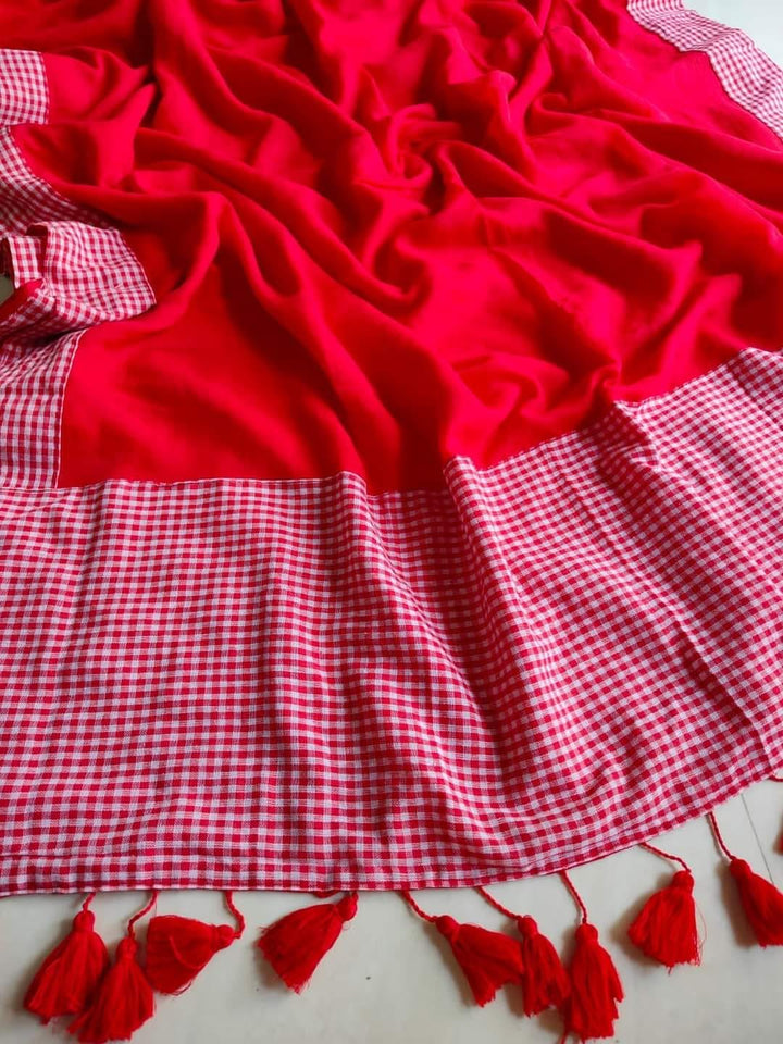 Gamcha Design Mixed Match Cotton Saree