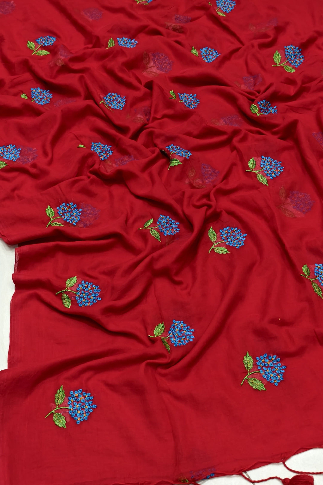 Tantumaya Mul Cotton Red Saree