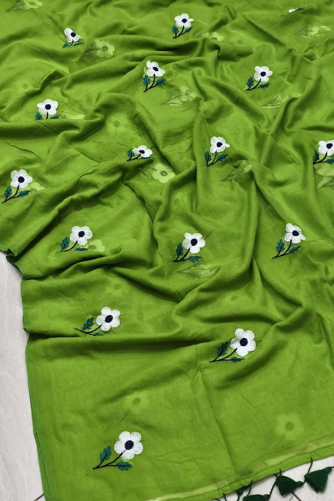 Chandralekha Mul Cotton Green Saree