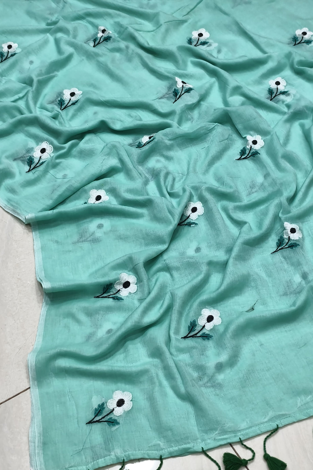 Chandralekha Mul Cotton Sky Blue Saree