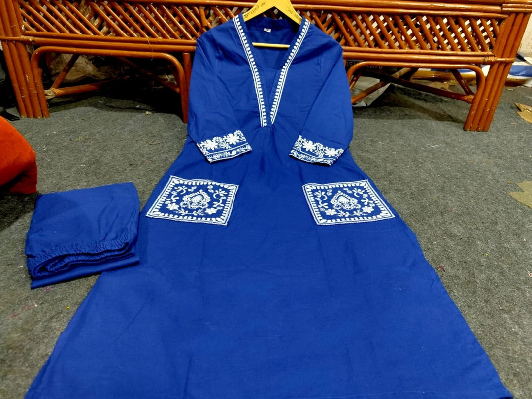 Big Fashion Blue Cotton Kurti Set
