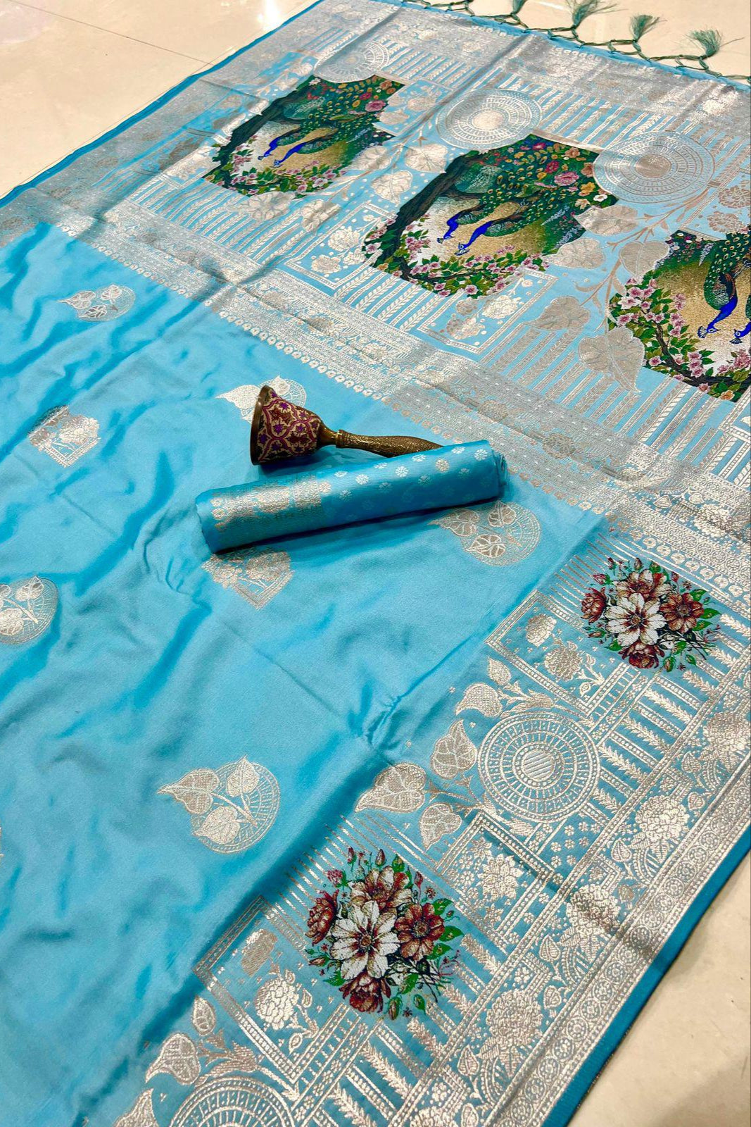 Silken Roots Fancy Blue Silk Saree