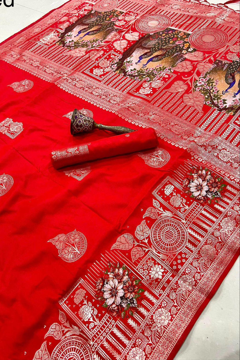 Silken Roots Fancy Red Silk Saree