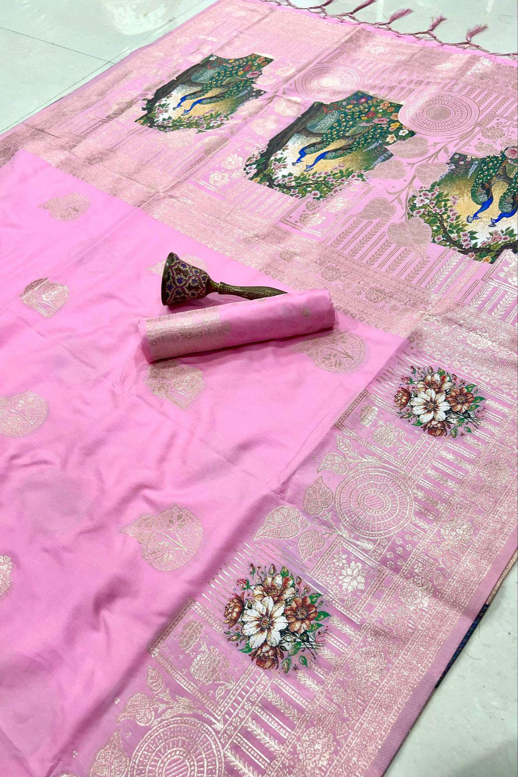 Silken Roots Fancy Pink Silk Saree