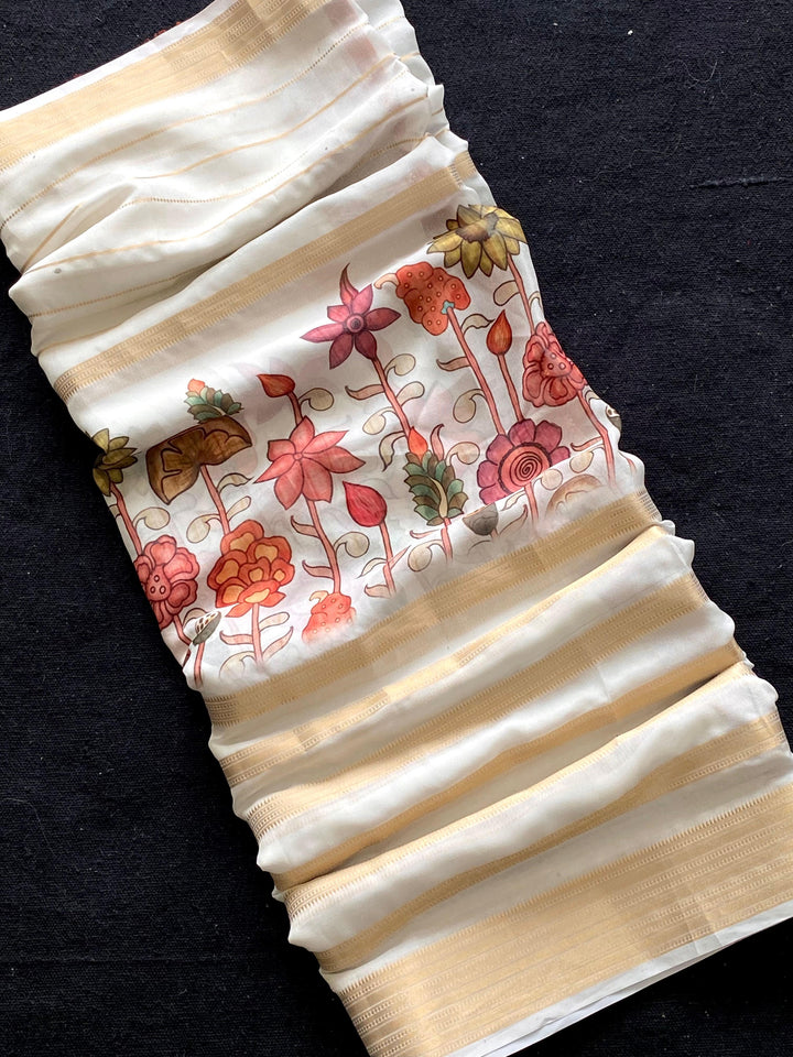 Artful Print Georgette Silk Saree