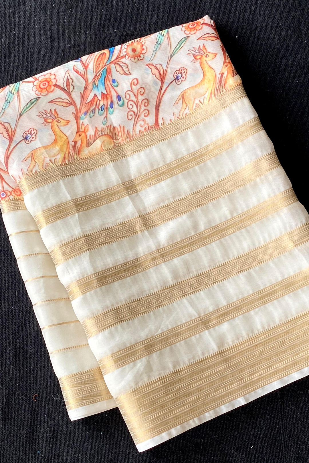 Artful Print Georgette Silk Saree