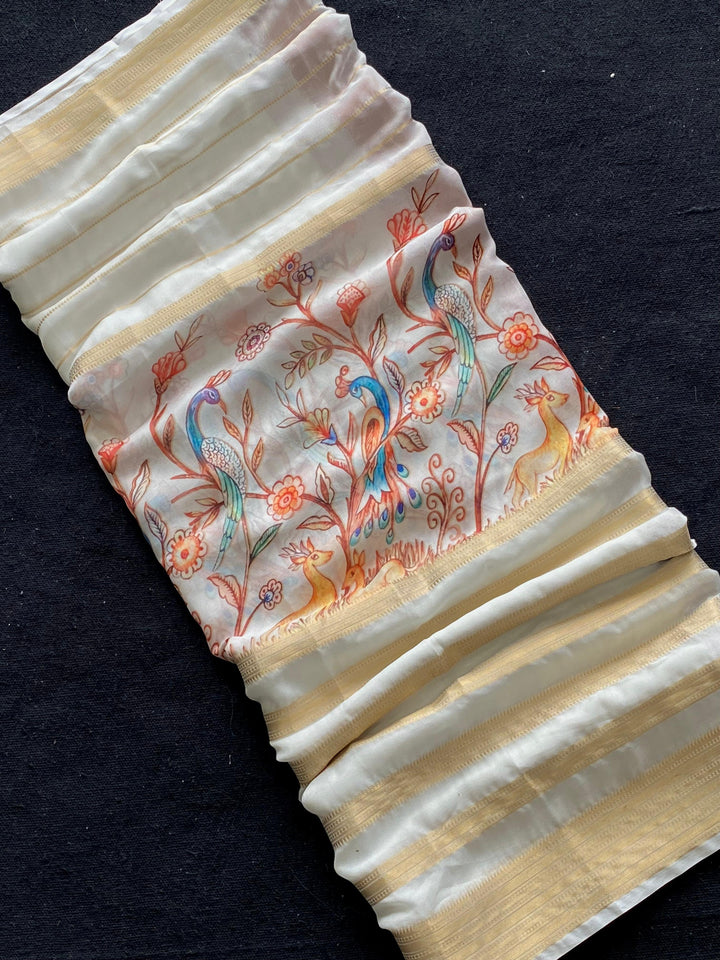 Artful Print Georgette Silk Saree