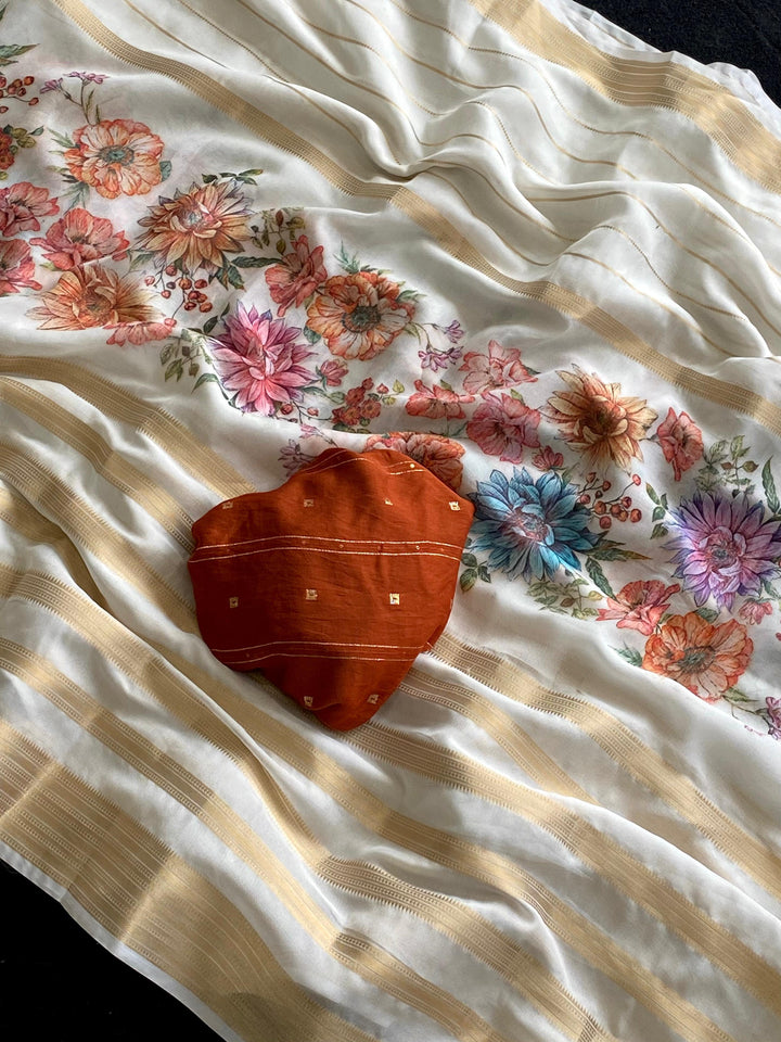 Artful Print Georgette Silk Saree