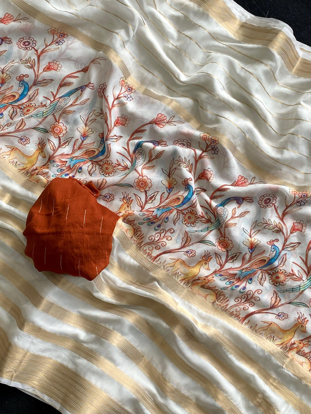 Artful Print Georgette Silk Saree