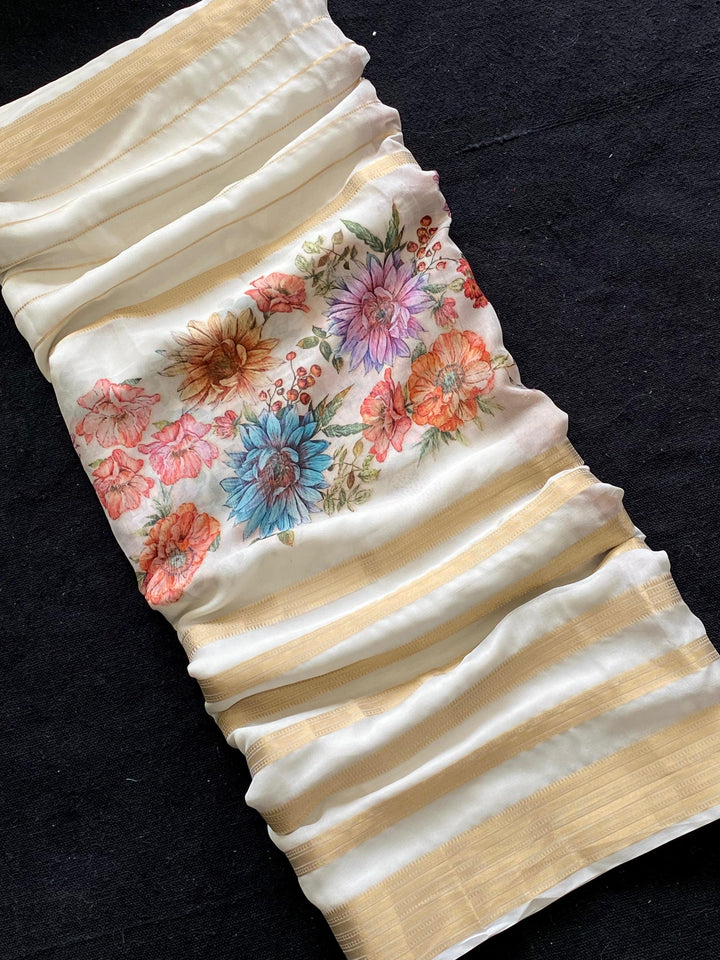 Artful Print Georgette Silk Saree