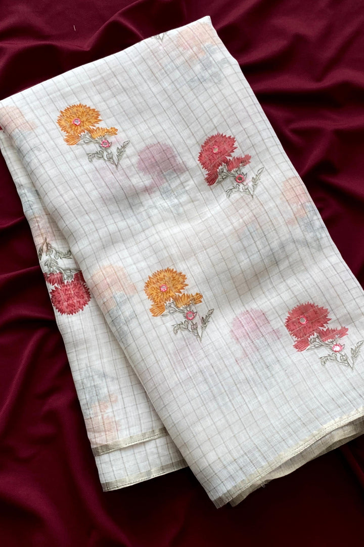 Ancestral Art Attire Fancy Linen Saree