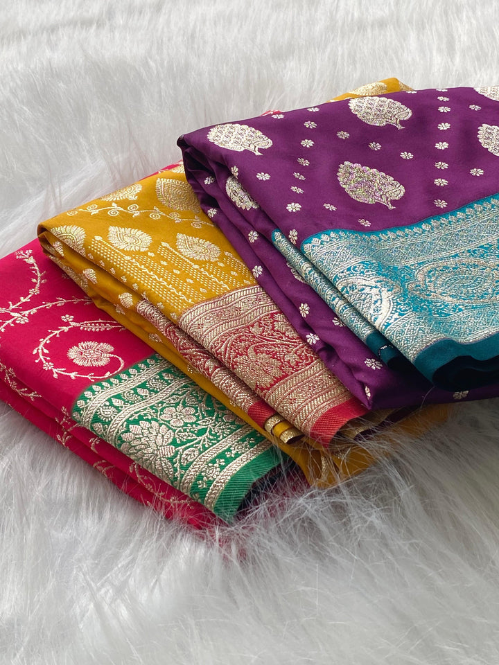 Restyle With Banarasi Mushru Satin Silk Saree