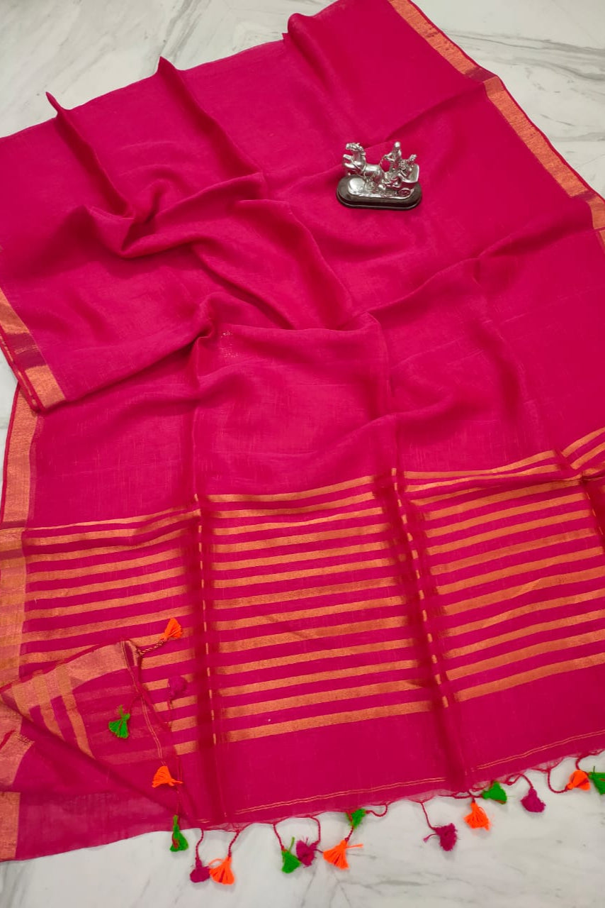 Golpo Ghor Bengal Linen Saree