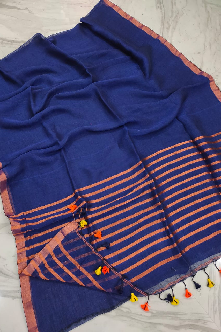Golpo Ghor Bengal Linen Saree