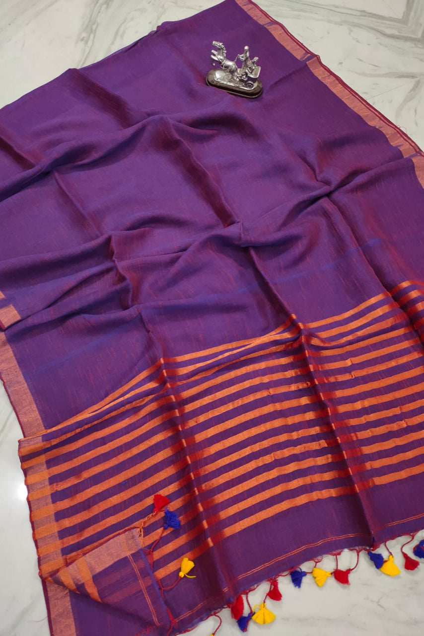 Golpo Ghor Bengal Linen Saree