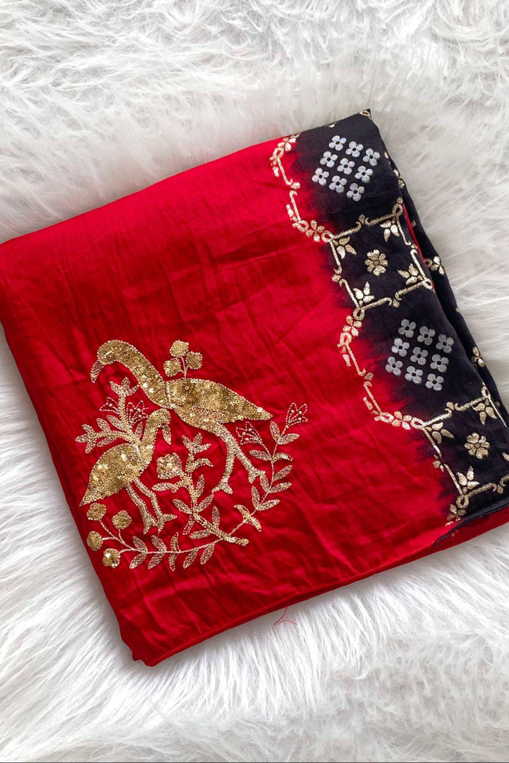 Lady In Red Georgette Silk Saree