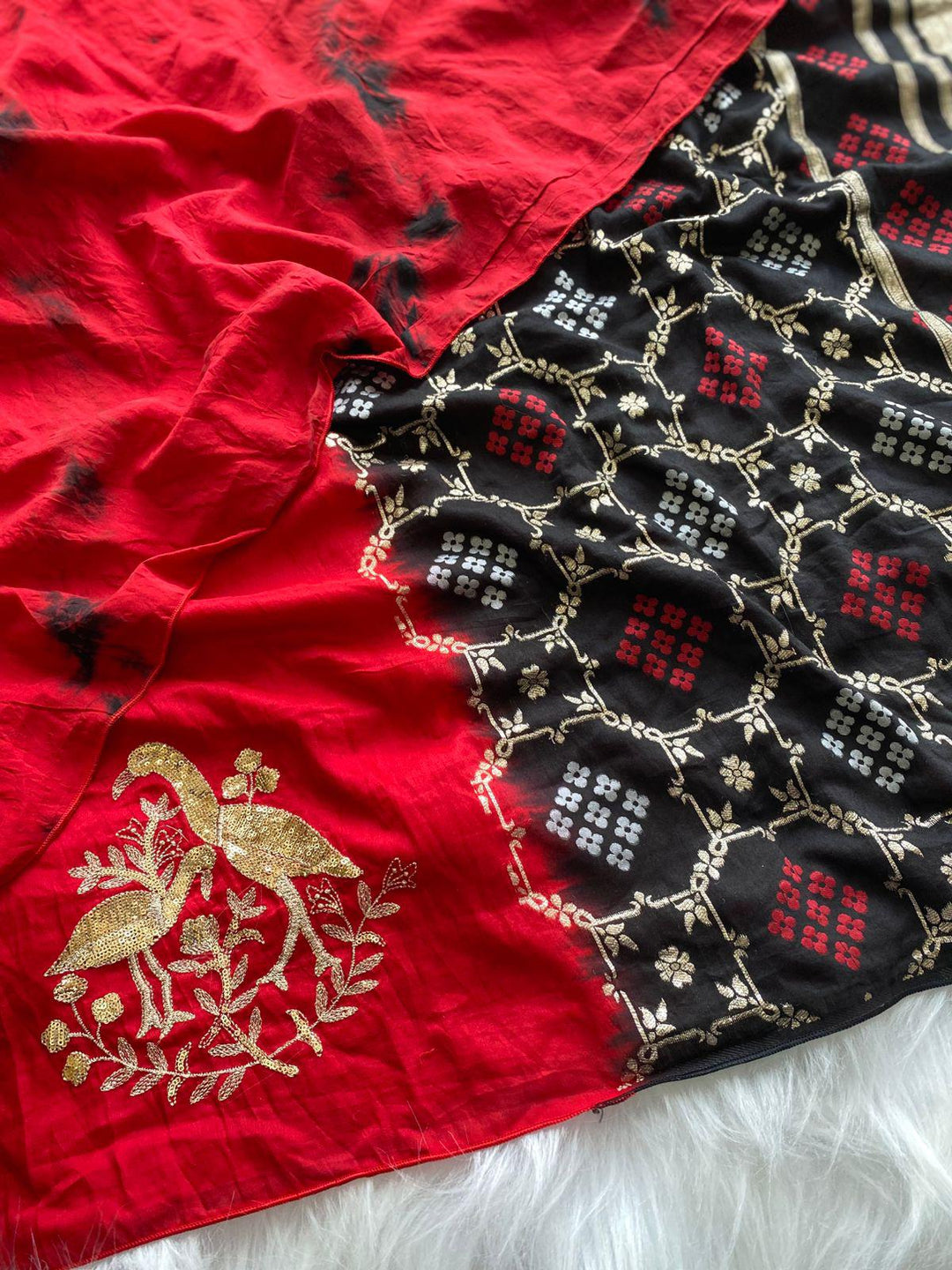 Lady In Red Georgette Silk Saree