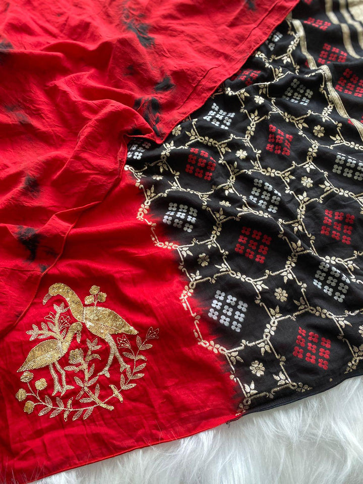 Lady In Red Georgette Silk Saree