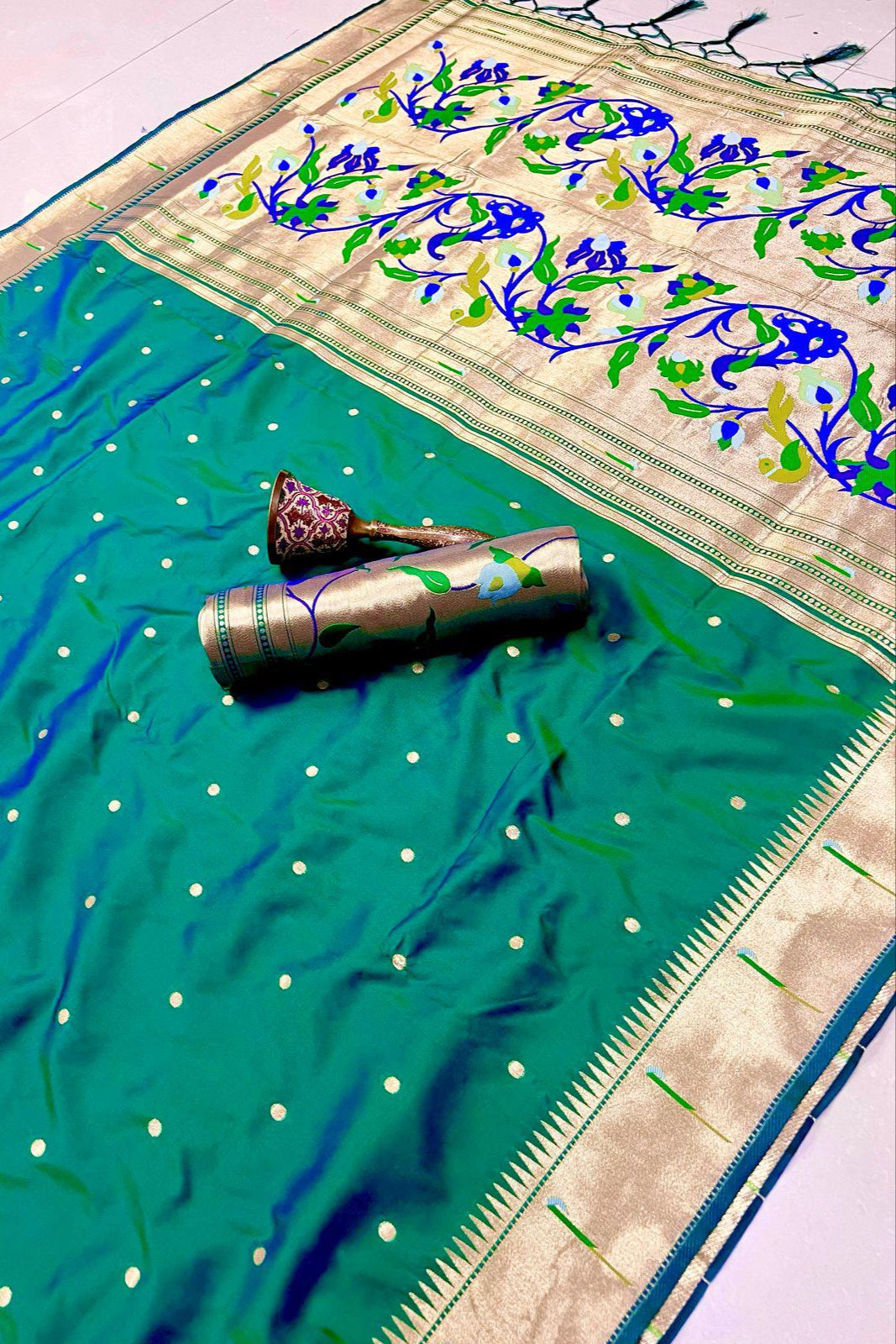 Jasmine Dusk Kanchivaram Paithani Silk Saree
