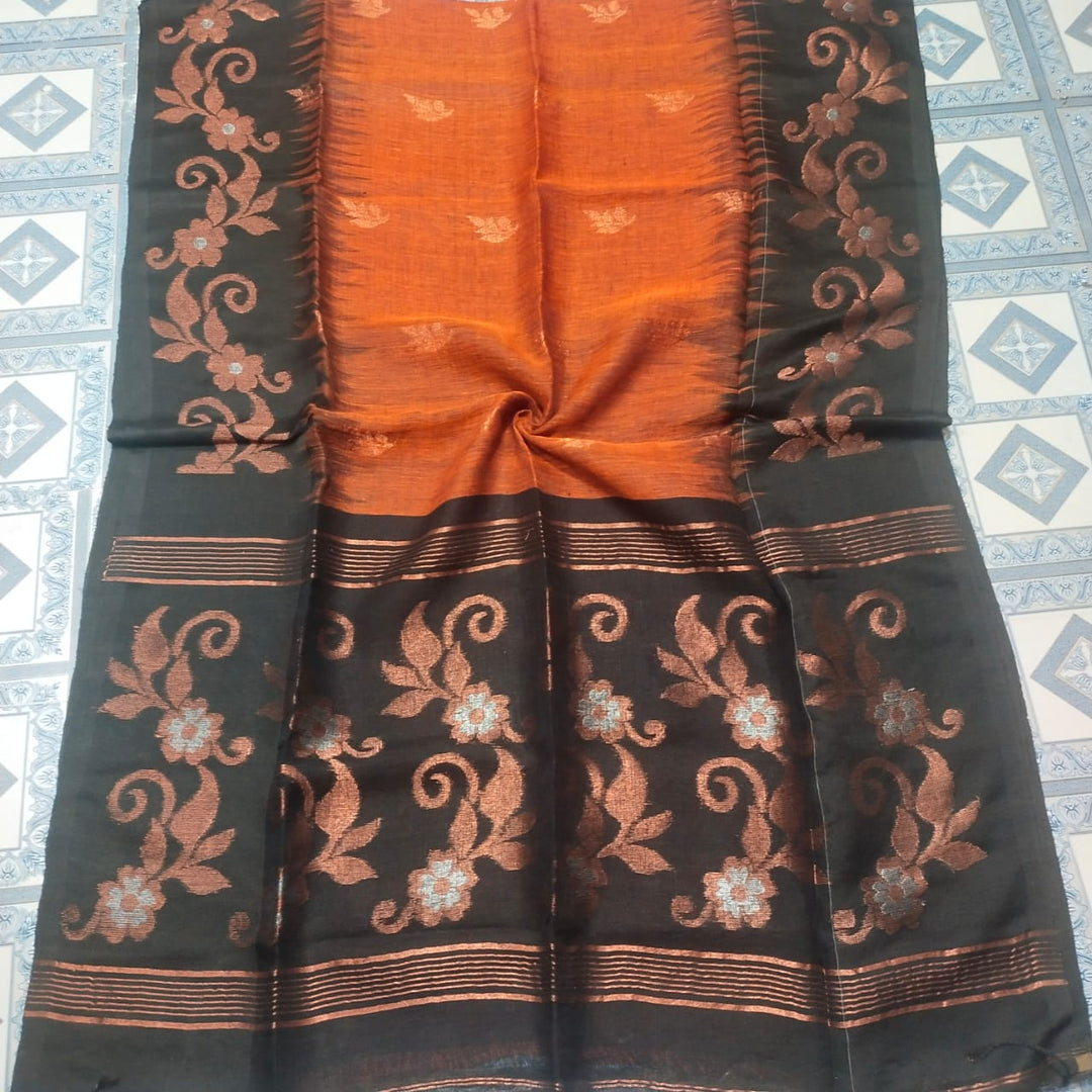 Mon Jhorna Linen Jamdani Saree