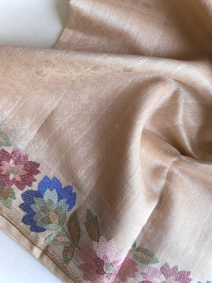 Red Oleanders Tussar Silk Saree