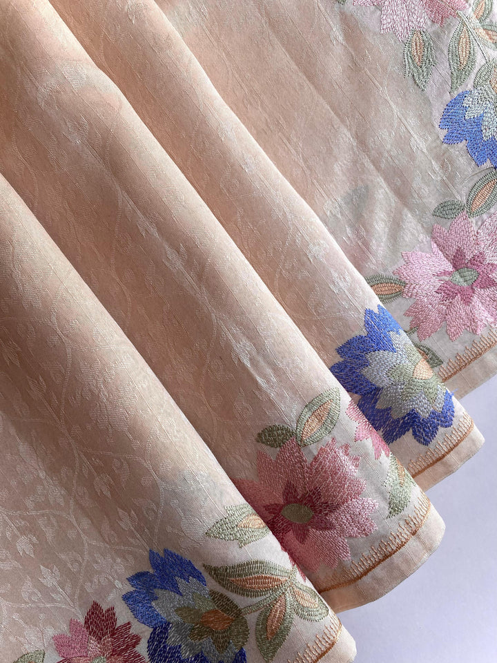 Red Oleanders Tussar Silk Saree