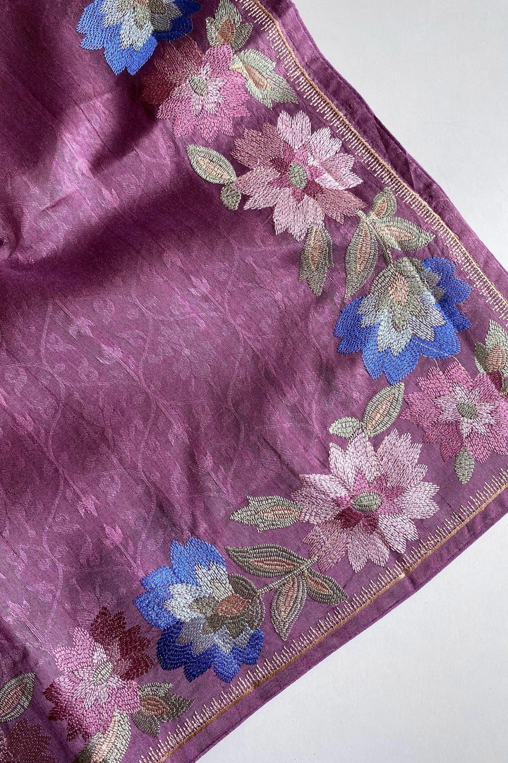 Red Oleanders Tussar Silk Saree