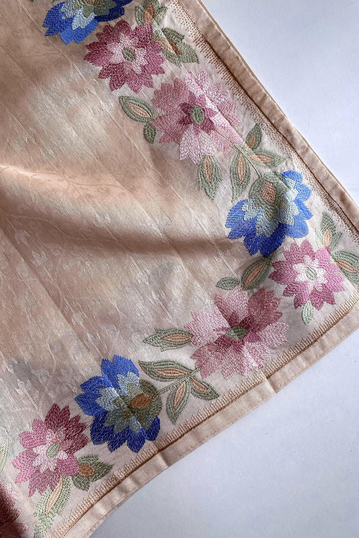 Red Oleanders Tussar Silk Saree