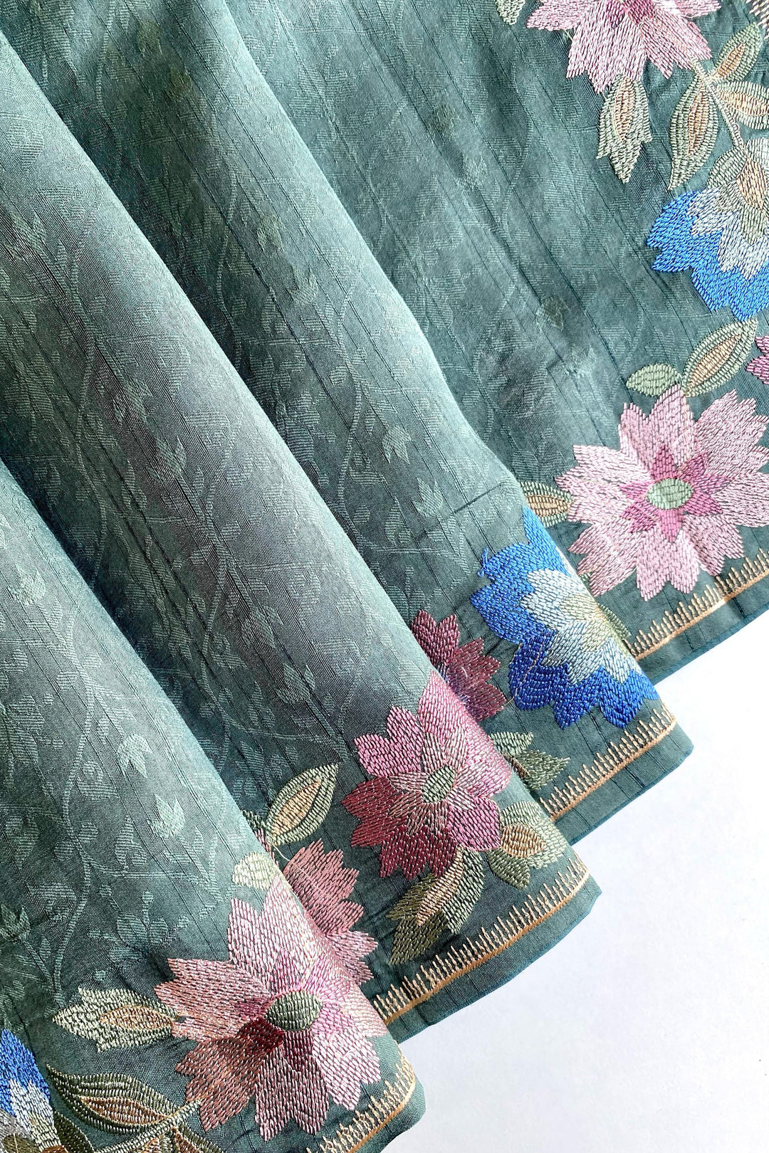 Red Oleanders Tussar Silk Saree