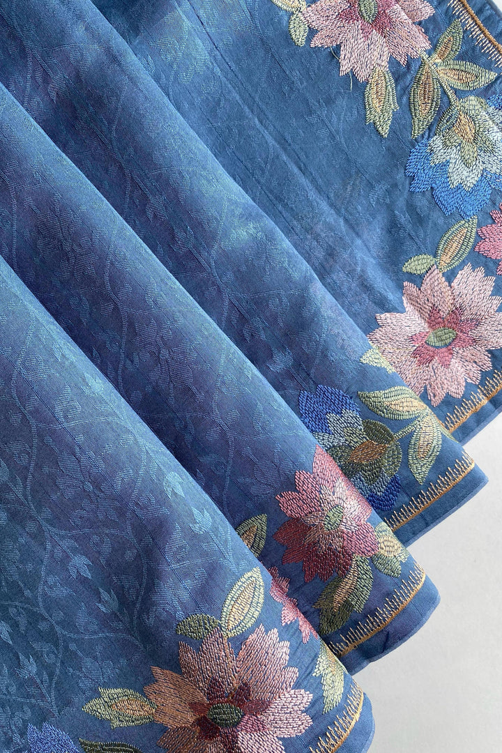 Red Oleanders Tussar Silk Saree