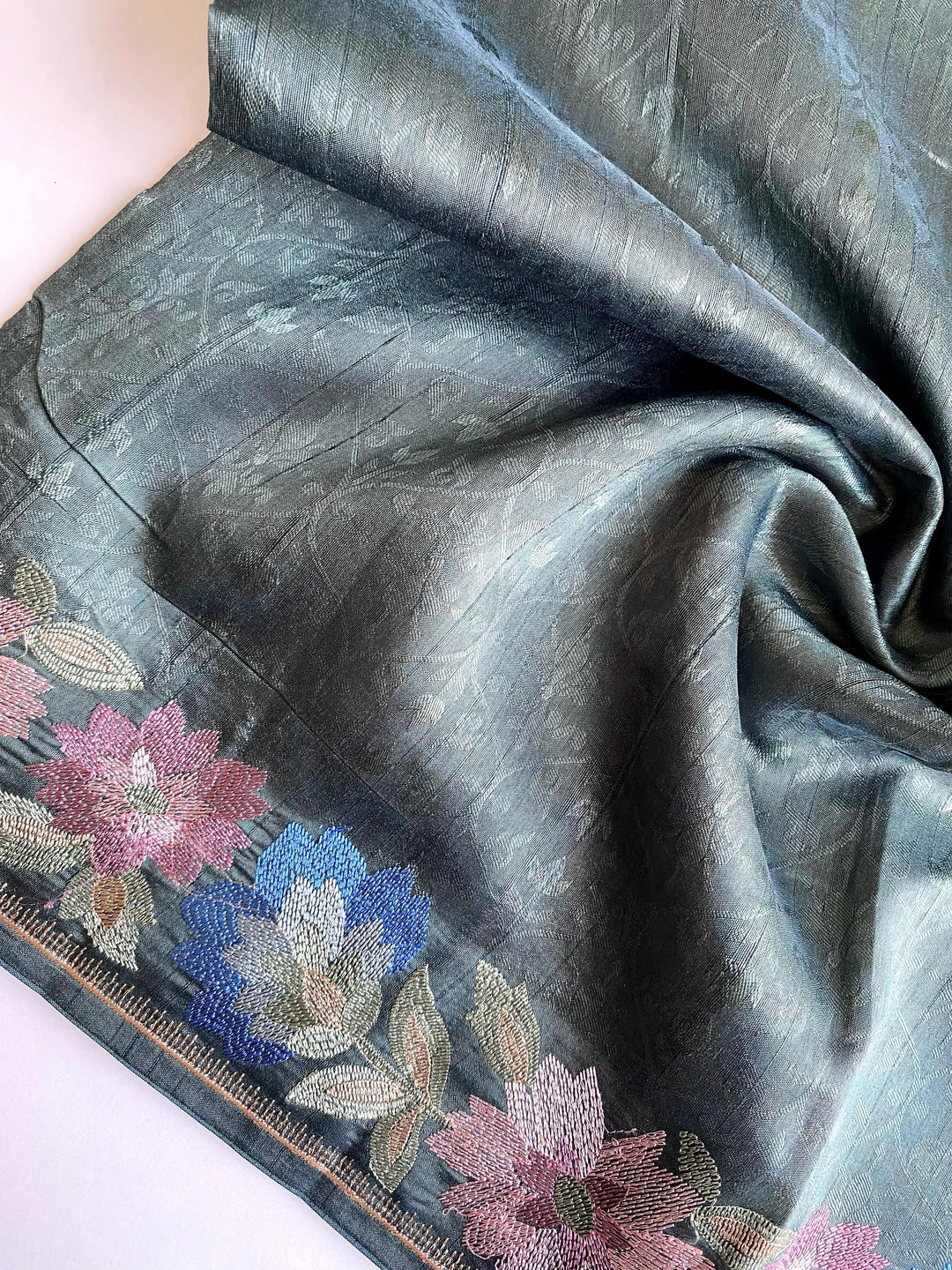 Red Oleanders Tussar Silk Saree